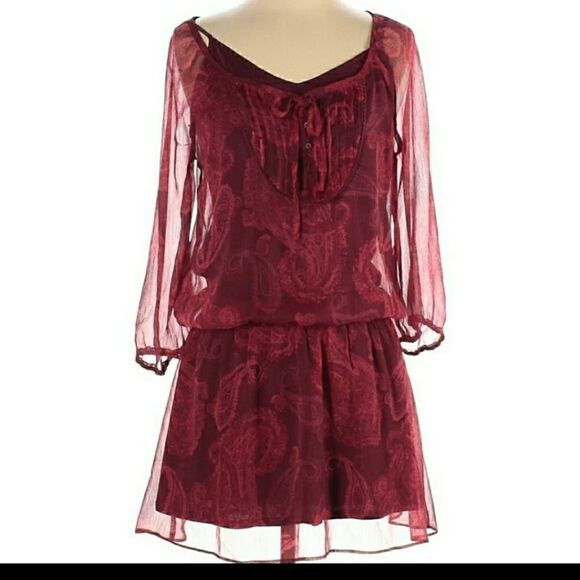 AERIE AMERICAN EAGLE Burgundy Mini Dress - Picture 1 of 11